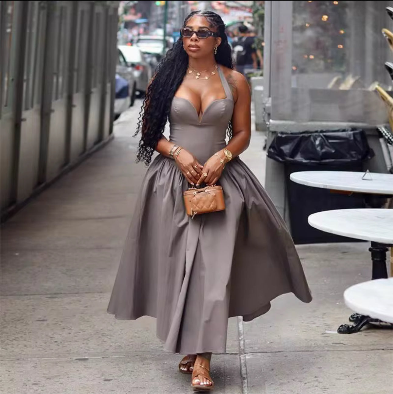 Grey Flare Maxi Dress