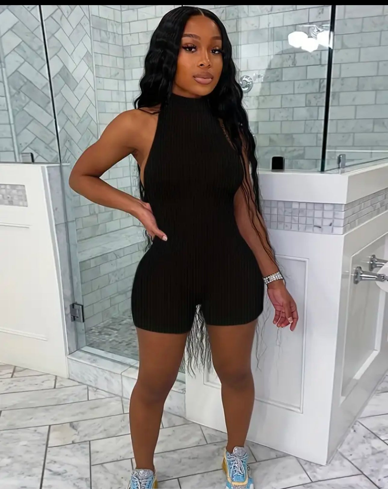 Black Backless Romper