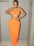 2 piece Orange Maxi Skirt Set