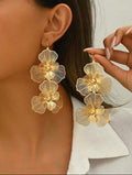Double-Layer Floral Drop Stud Earrings