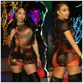Tower Print See Through Dress