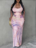 Plus Size Tie Dye Bodycon Dress