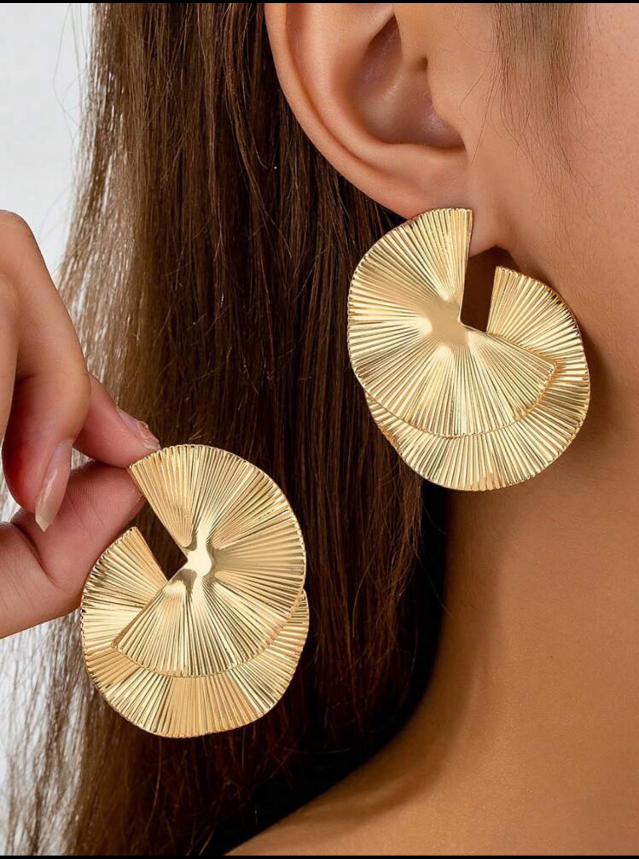 Geometric Metallic Stud Earrings